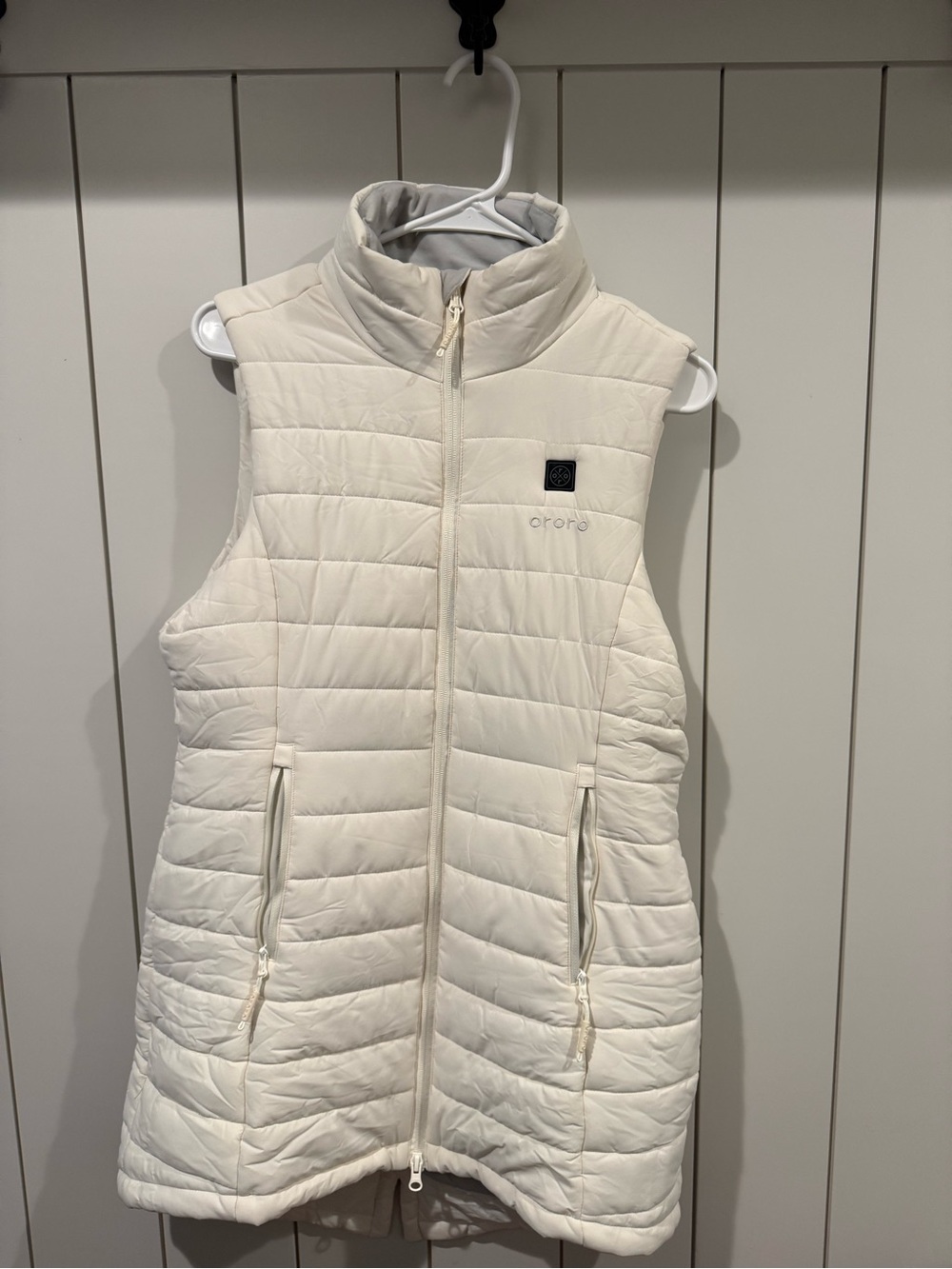 Women's Ororo long Ivory Quilted Heated Vest